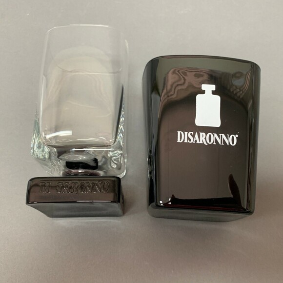 Di Saronno Square Glass Glasses Clear Black Lot of 2 - Picture 5 of 7